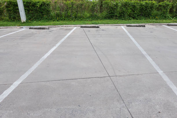 istock empty space for cars ,outdoor car parking 827288220