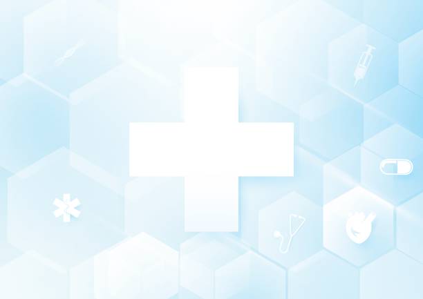 istock Abstract geometric shape medicine and science concept background. Medical Icons 827292486