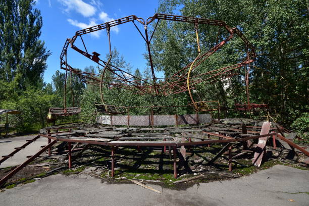 istock Abandoned Fun fair amusement park Chernobyl exclusion zone 827298938