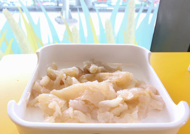 boiled jelly fish on white plate