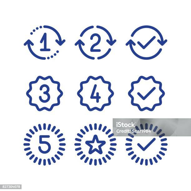 Warranty Years Signs Guarantee Service Period Approved Mark Line Icons Stock Illustration - Download Image Now