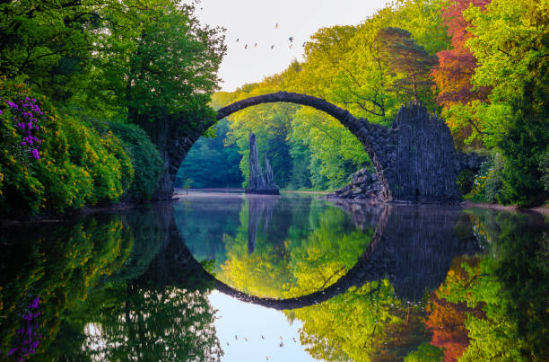 istock Bridge in rhododendron park in Kromlau, Germany 827313488