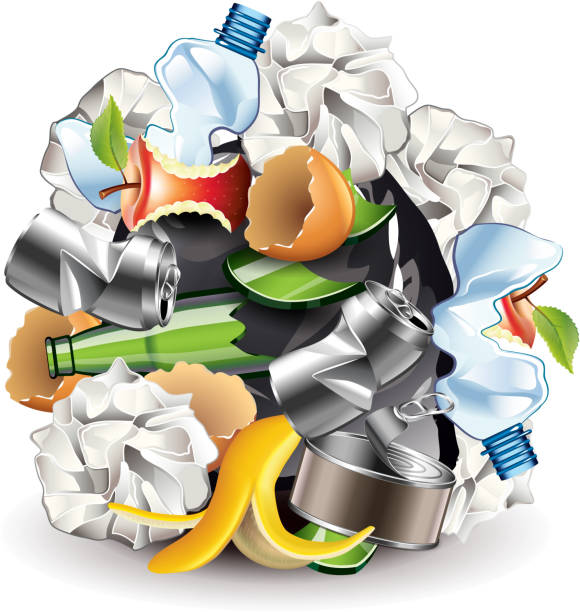 흰색 벡터에 고립 된 영역을 낭비 - paper ball crumpled garbage white background stock illustrations