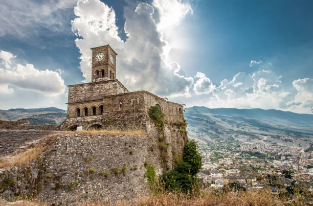 Gjirokastra Castle Albania unesco World heritage sightseeings stock photo