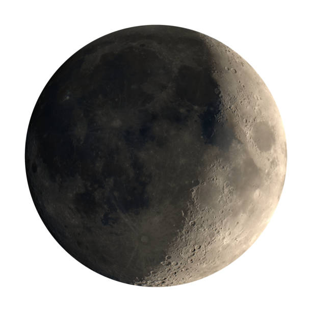 istock Waxing crescent moon seen with telescope, isolated 827326926