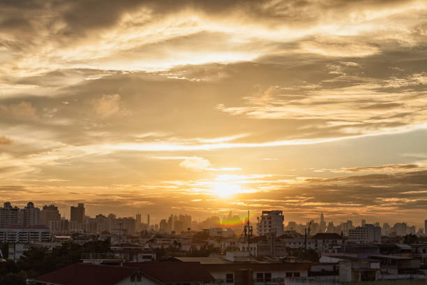 istock Aerial view of dramatic sunset. 827333566