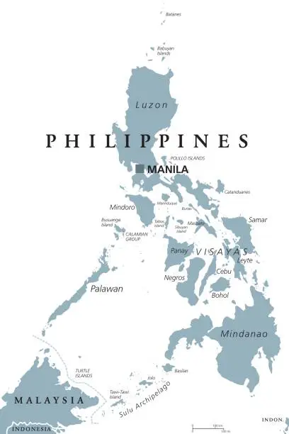 Vector illustration of The Philippines political map