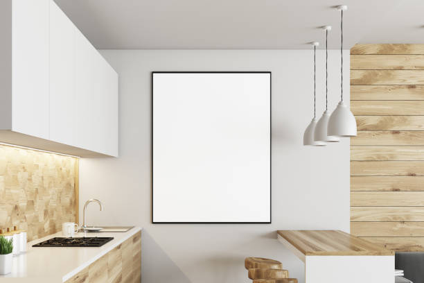 istock White and wooden kitchen, poster 827334948