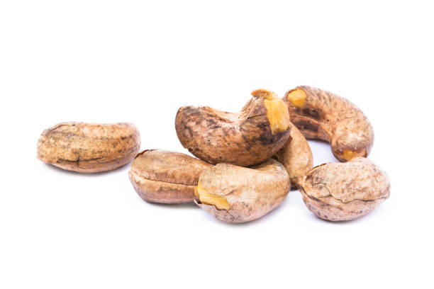 istock Roasted cashew nuts isolated on white background 827337760