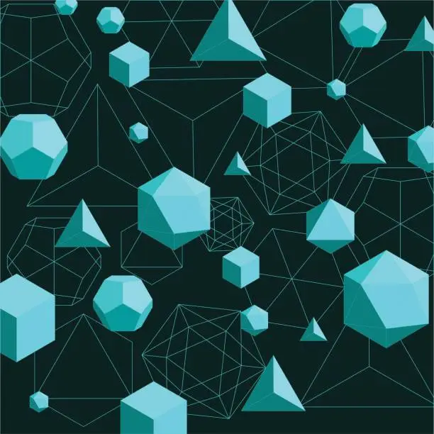 Vector illustration of Platonic solids abstract background