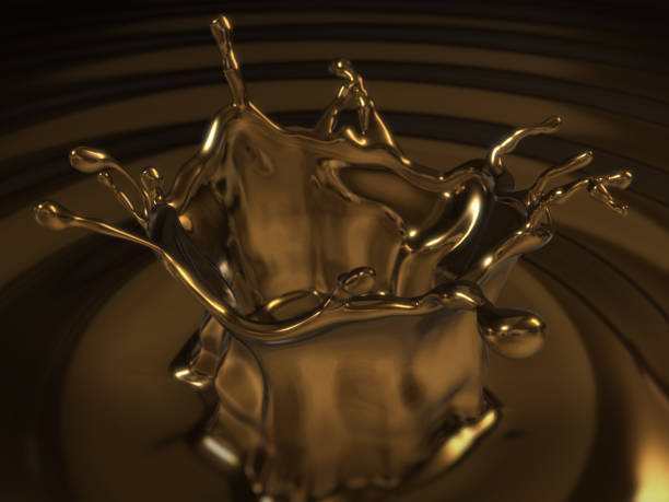 istock gold splashing,ripples and waves.3D rendering 827338724