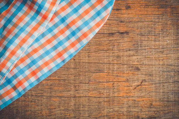 istock background wooden table with a tablecloth  with filter effect retro vintage style 827340920