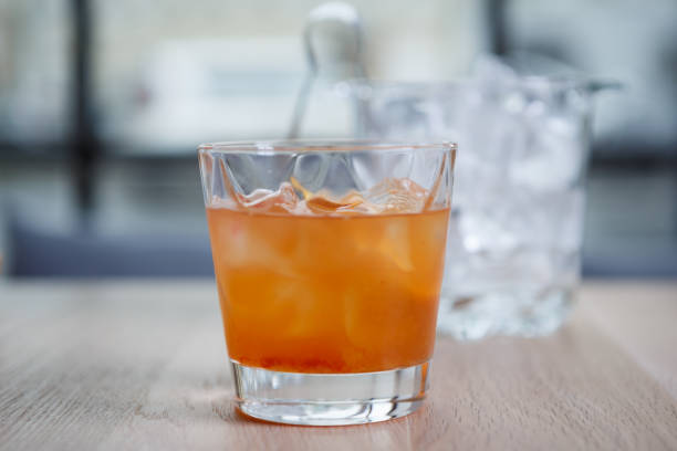 istock Fresh tequila sunrise long drink in crystal glass 827348800
