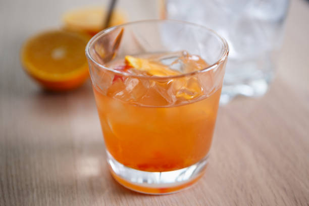 istock Fresh tequila sunrise long drink in crystal glass 827348884