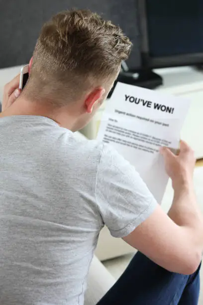 A man calls after getting a 'you've won' letter.