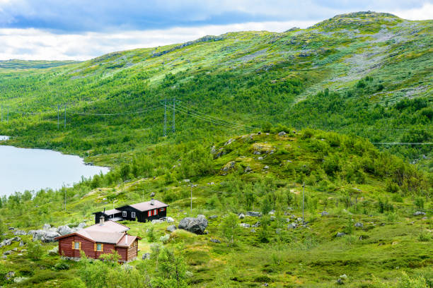 Lakeside cabins in the mountains