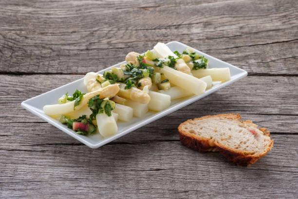 istock Salad with white asparagus and rhubarb sauce 827359366