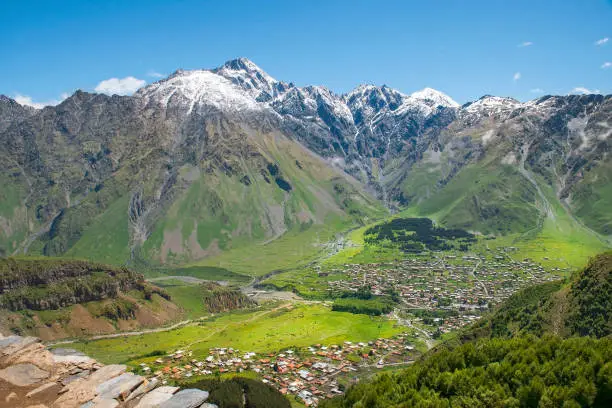 magnificent mountain landscape in the Caucasus Mountains, Kazbegi region, Georgia