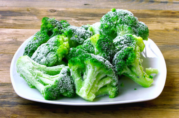 istock Fresh frozen broccoli on white plate 827379248