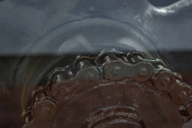 istock The old and vintage chain belt of a engine 827380628