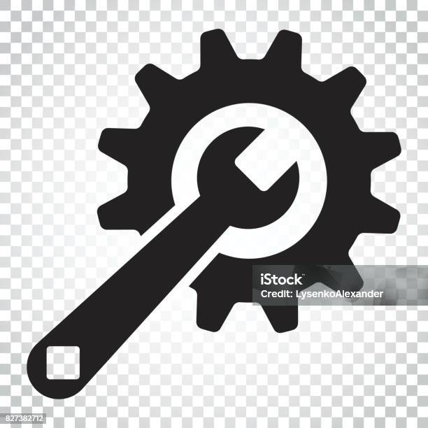 Service Tools Flat Vector Icon Cogwheel With Wrench Symbol Illustration Business Concept Simple Flat Pictogram On Isolated Background Stock Illustration - Download Image Now