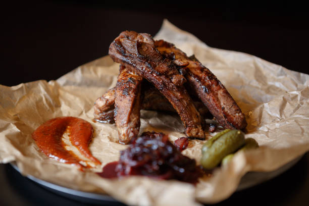 istock Fast food restaurant menu.Smoked pork ribs in sauce 827386614
