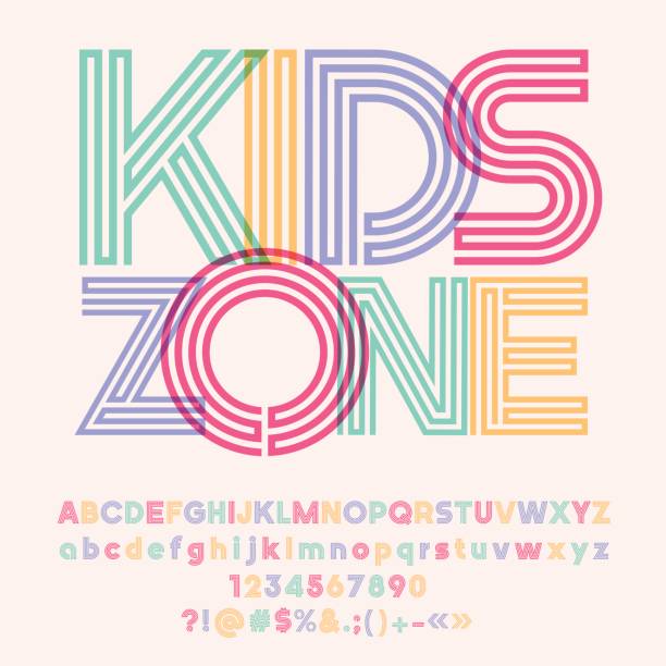 яркий логотип с текстом детская зона - alphabetical order child illustration and painting playing stock illustrations