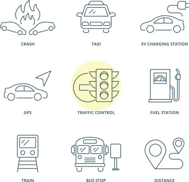 도 교통 선형 벡터 아이콘 세트 - 3287 stock illustrations