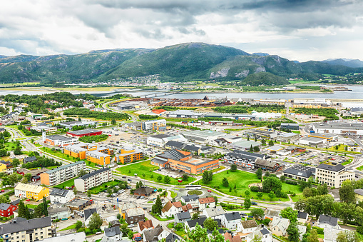 Aerial view of the small norwegian town Namsos
