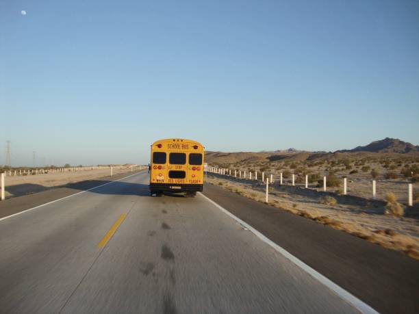 School Bus on the road at Baja California.