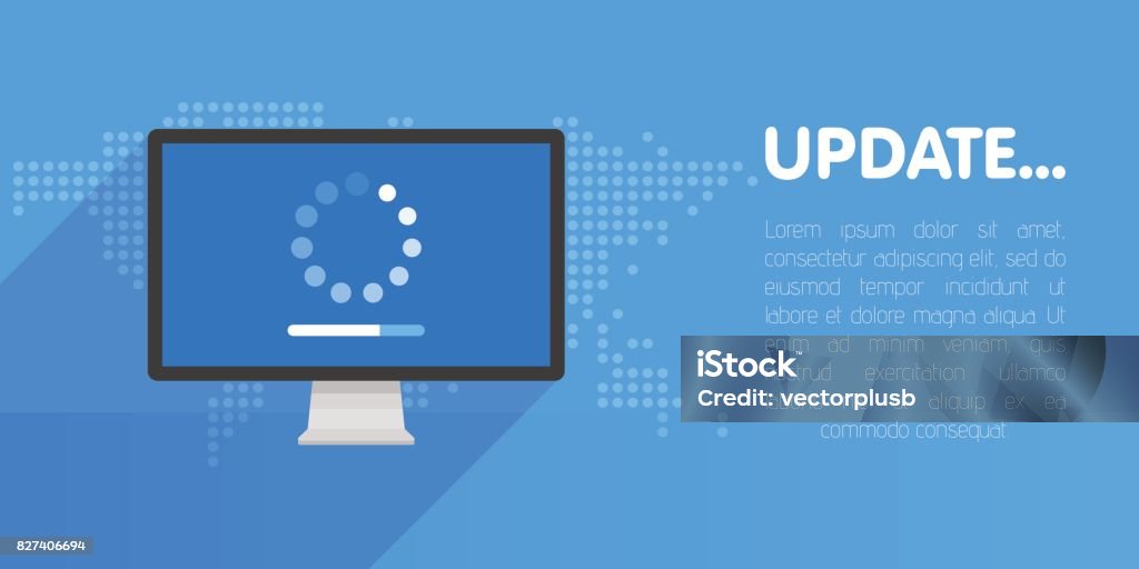 Programme Update Image System Software Update And Upgrade Concept Loading Process In Monitor ...