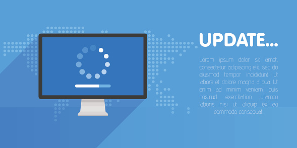 Software Update Complete Screen System Software Update And Upgrade Concept Loading Process In Monitor ...