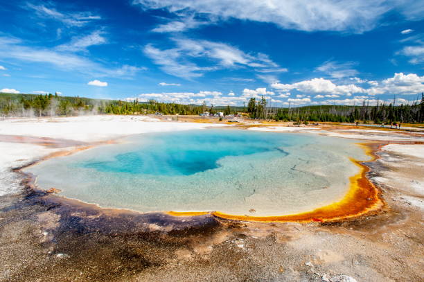 Hot Spring in Yellowstone National Park, Wyoming-USA Yellowstone National Park bacterial mat photos stock pictures, royalty-free photos & images