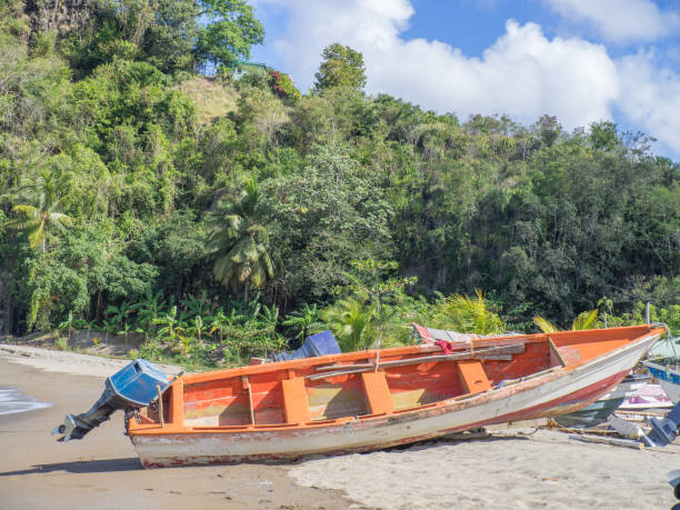 istock Boat on St Lucia beach 827419392