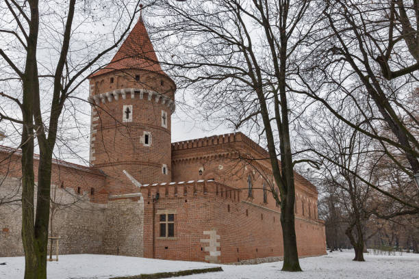 istock Medieval city wall tower in Krakow, Poland. 827419486