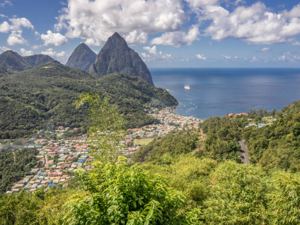 istock Famous Pitons mountain in St Lucia, Caribbean 827419520