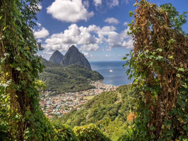 istock Famous Pitons mountain in St Lucia, Caribbean 827419532