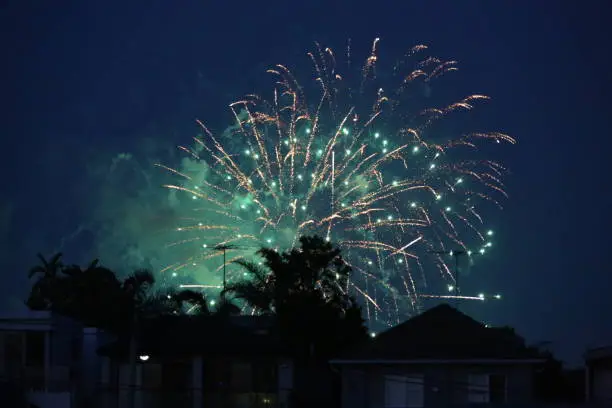 Fireworks over Coogee Beach in Sydney Australia