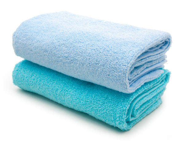 istock Blue towel isolated on white background 827423510