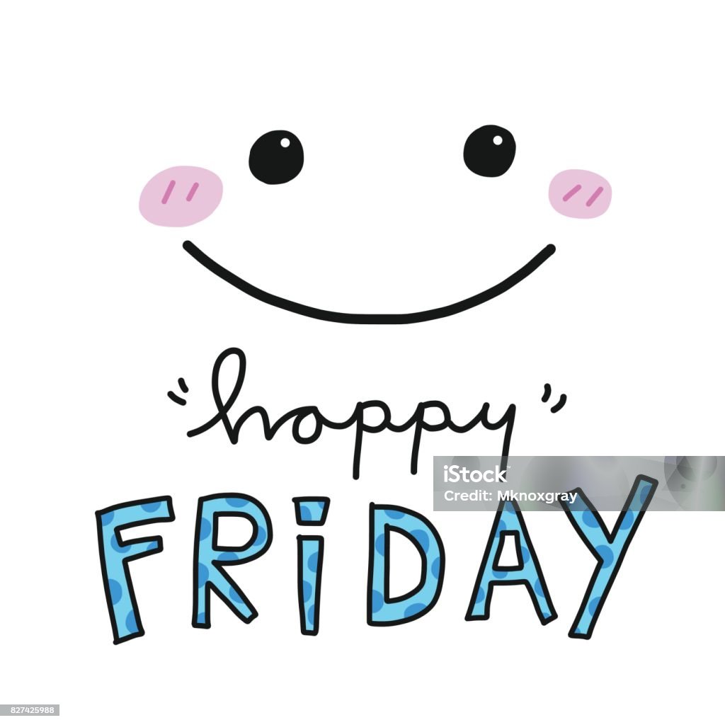 Happy Friday Word And Cute Smile Face Vector Illustration Stock ...