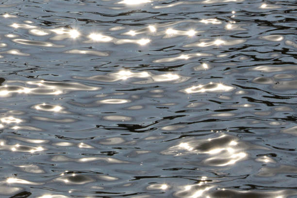 Water with shiny silver reflections Water with silver reflections of the sun - shiny rippled surface of water glittering sea stock pictures, royalty-free photos & images