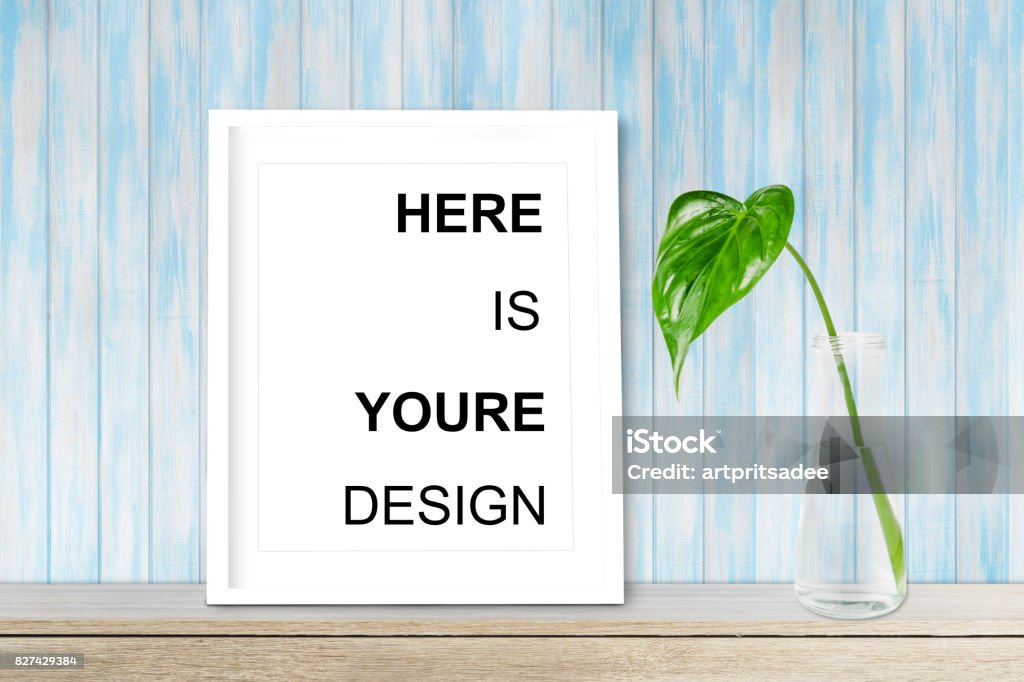 Modern home decor mock-up, Black frame with place for text. Mock up Art Stock Photo