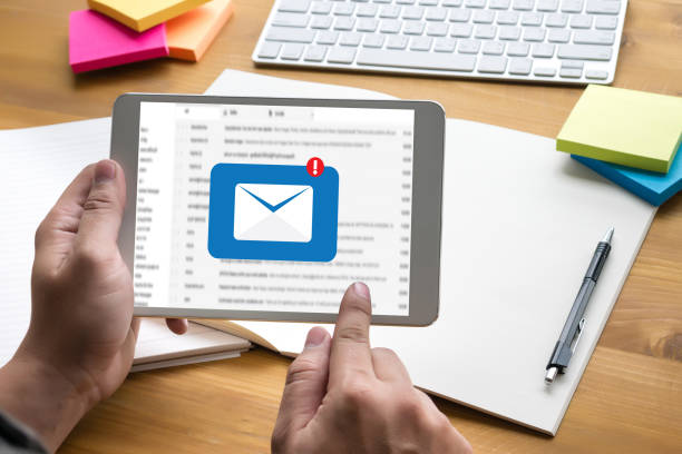 istock Mail Communication Connection message to mailing contacts phone Global Letters Concept 827441528