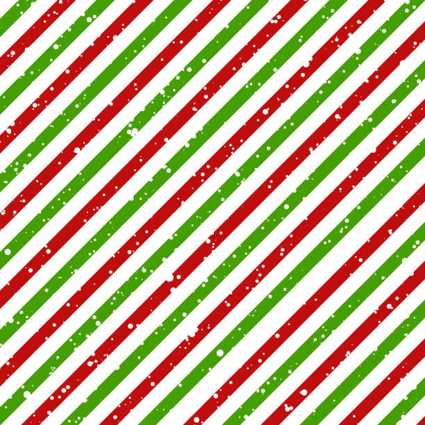 boże narodzenie ukośne paski czerwone i zielone linie na białym tle z teksturą śniegu, wektor - christmas pattern striped backgrounds stock illustrations