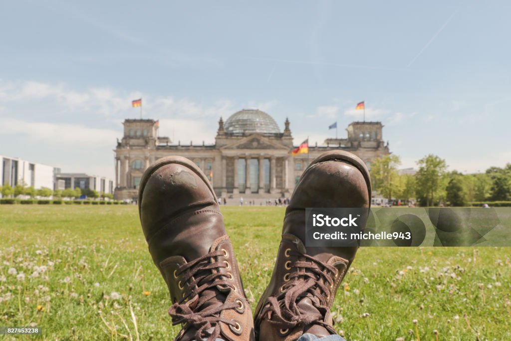 Boats in Berlin Boots in front of Reichstag building Architecture Stock Photo