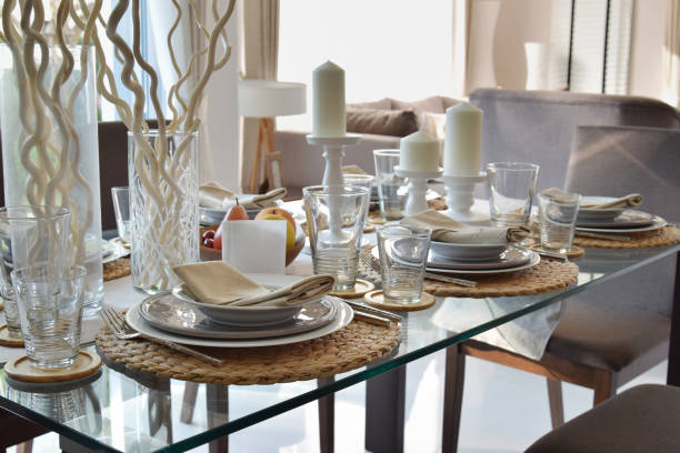istock elegant table set in modern style dining room interior 827454560