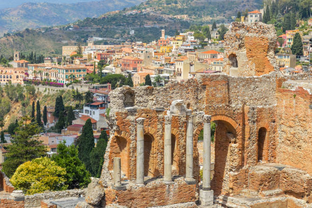 istock Taormina and the ancient Teatro Greco - Sicily, Italy 827456870