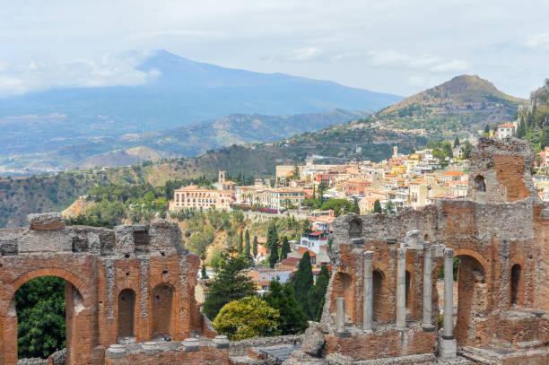 istock Taormina and the ancient Teatro Greco - Sicily, Italy 827456934