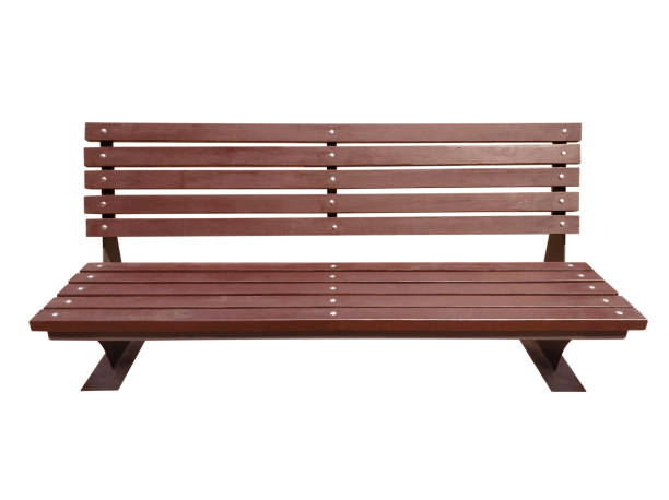istock Wooden Park Bench Isolated - brown 827457134