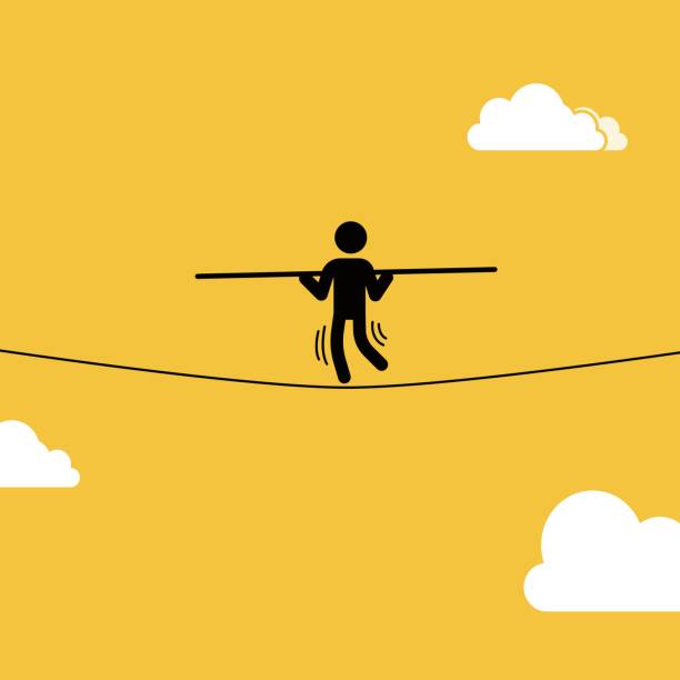 Tightrope businessman Tightrope businessman, vector illustration. highlining stock illustrations